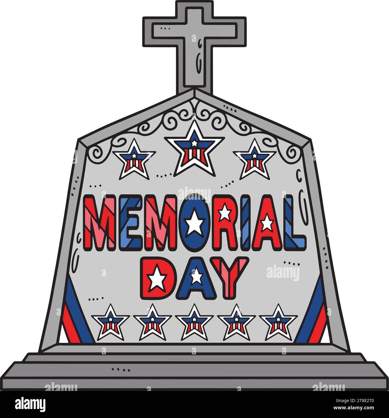 Memorial Day Tombstone with a Flower Clipart Stock Vector Image & Art ...
