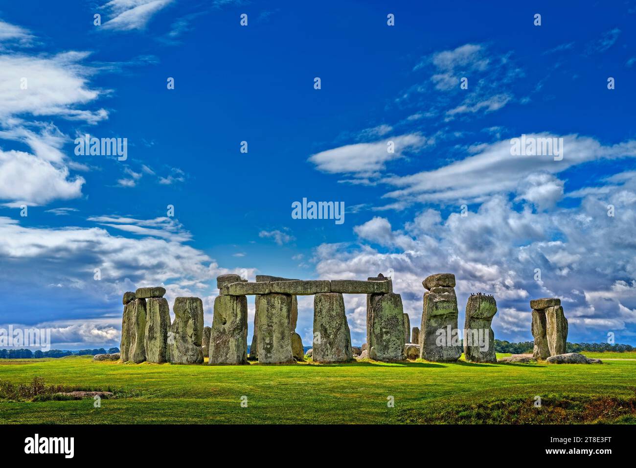Stonehenge Stone Circle on Salisbury Plain in Wiltshire, England with no people present. Stock Photo