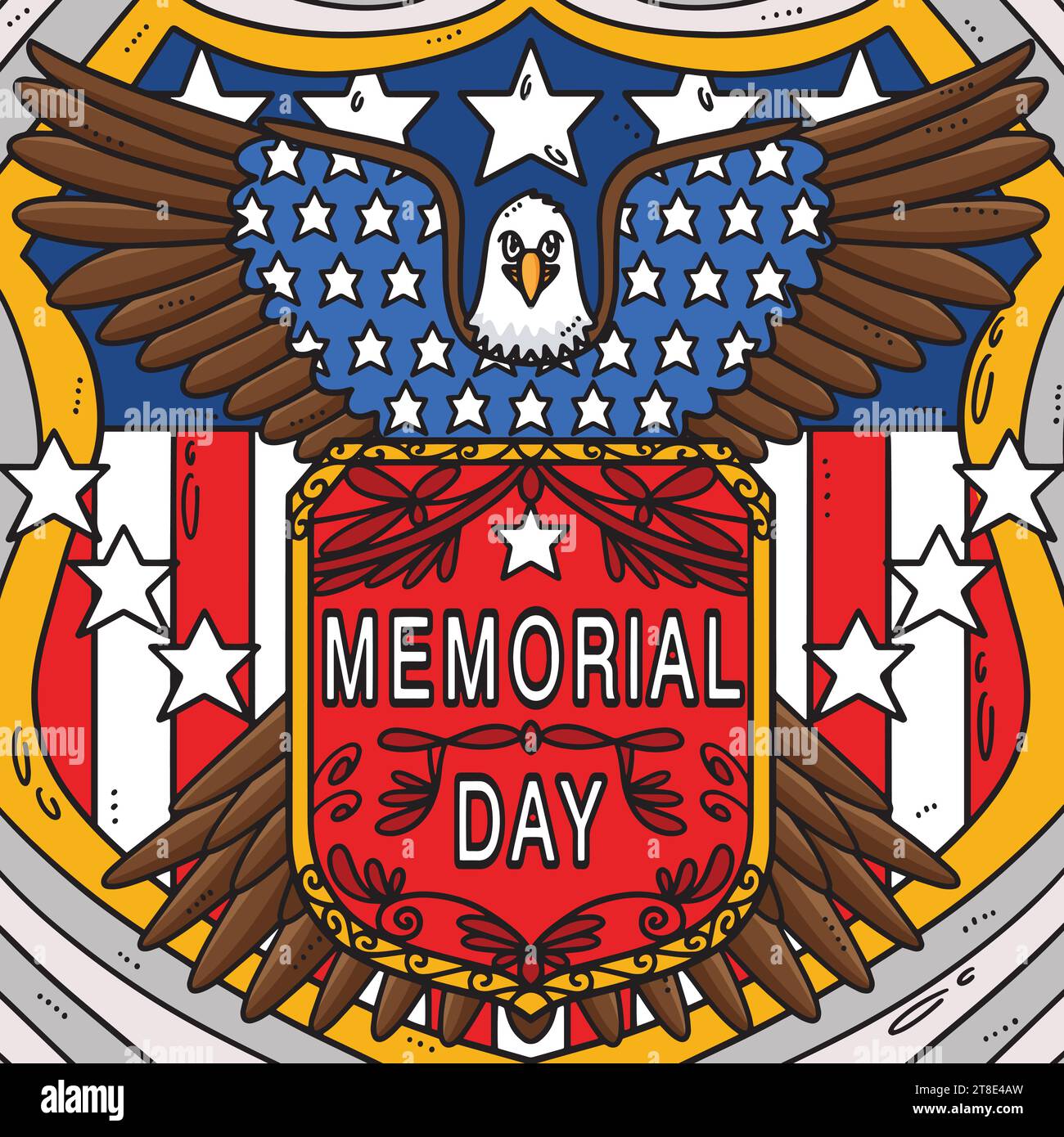 Memorial Day Badge Colored Cartoon Illustration Stock Vector Image