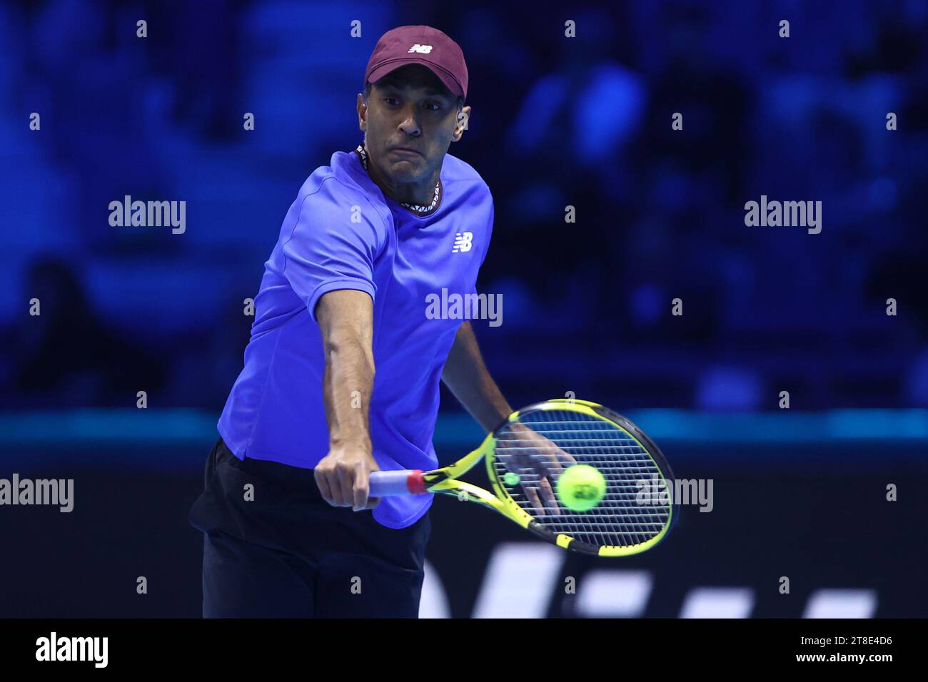 Turin, Italy. 19th Nov, 2023. Rajeev Ram of USA in action during the final double match between Marcel Granollers of Spain and Horacio Zeballos of Argentina against Rajeev Ram of USA and Joe Salisbury of Great Britain on Day eight of the Nitto ATP World Tour Finals. Credit: Marco Canoniero/Alamy Live News Stock Photo