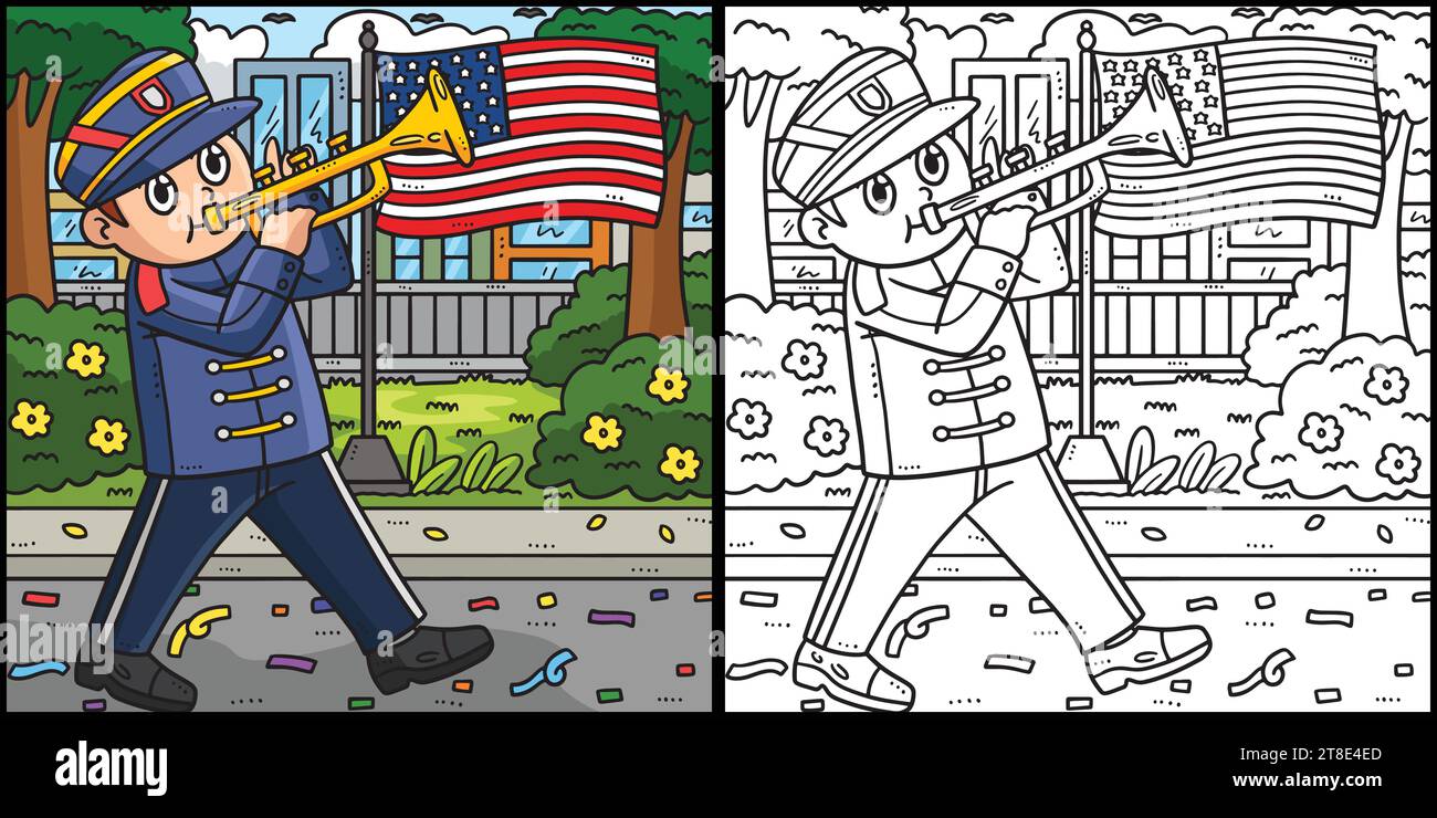 Memorial Day Soldier Playing Trumpet Illustration Stock Vector Image