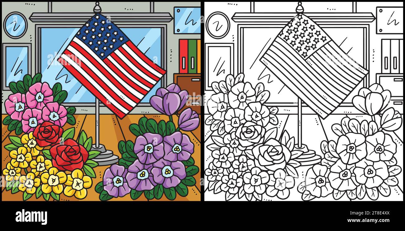 Memorial Day American Flag Flowers Illustration Stock Vector Image ...
