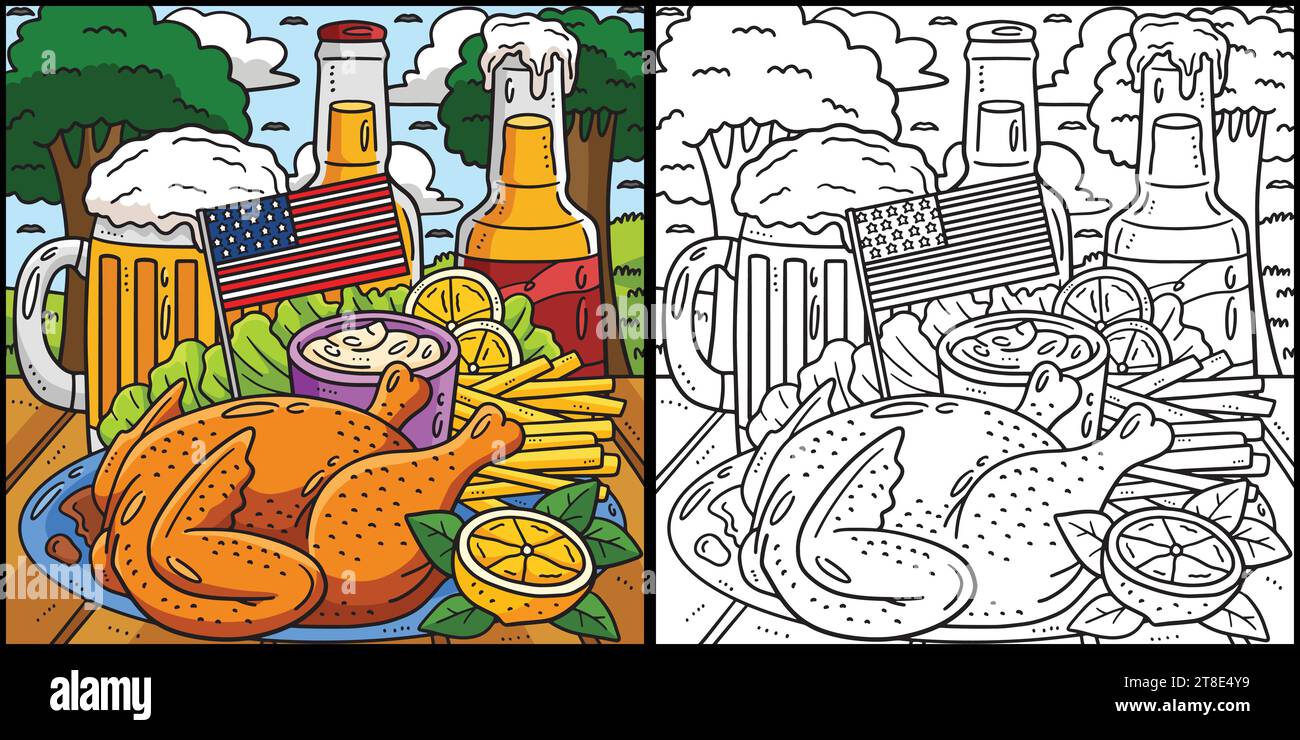 Memorial Day Thanksgiving Dinner Illustration Stock Vector