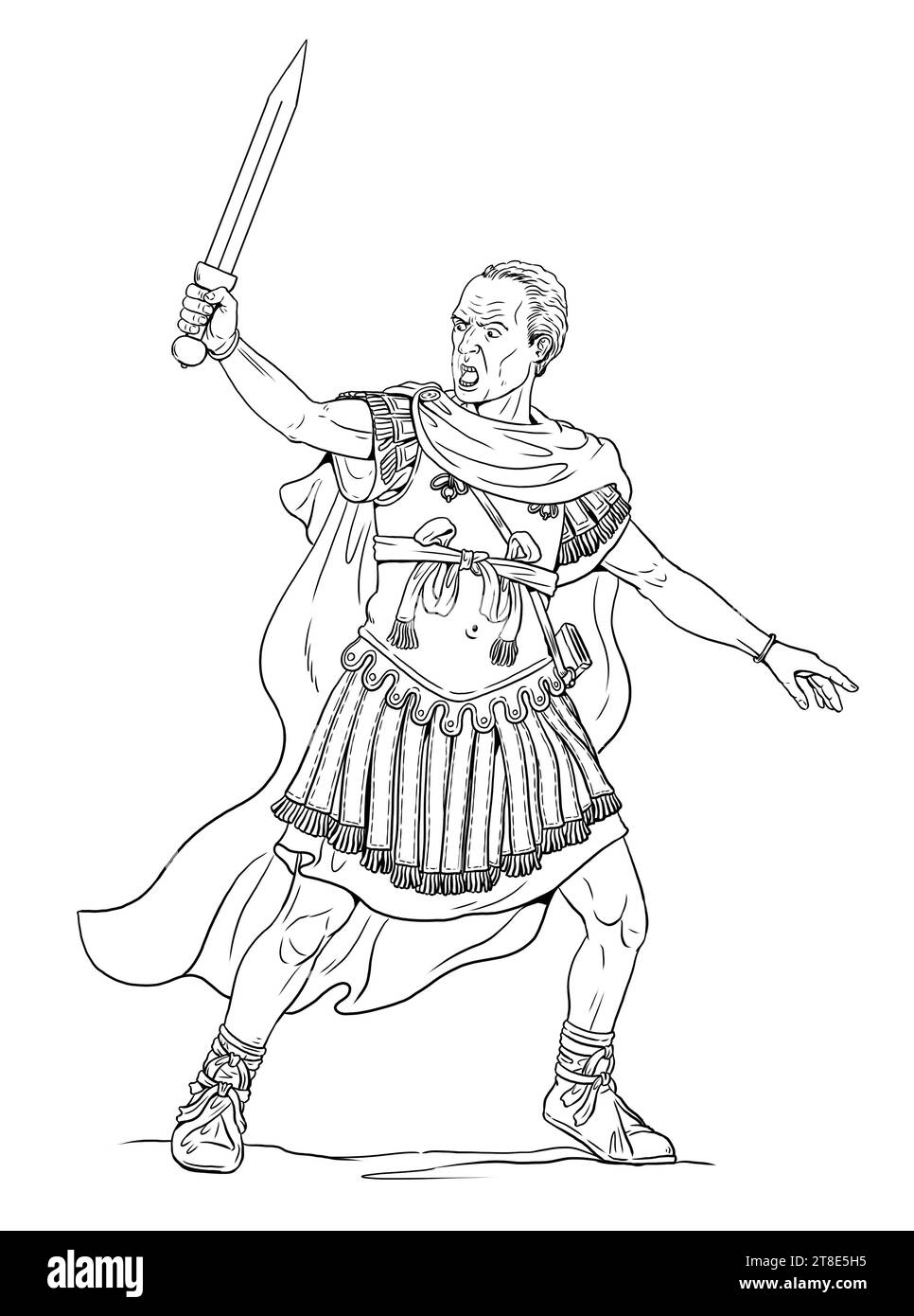 Roman general and imperator Gaius Julius Caesar. Handmade ancient warrior drawing. Stock Photo