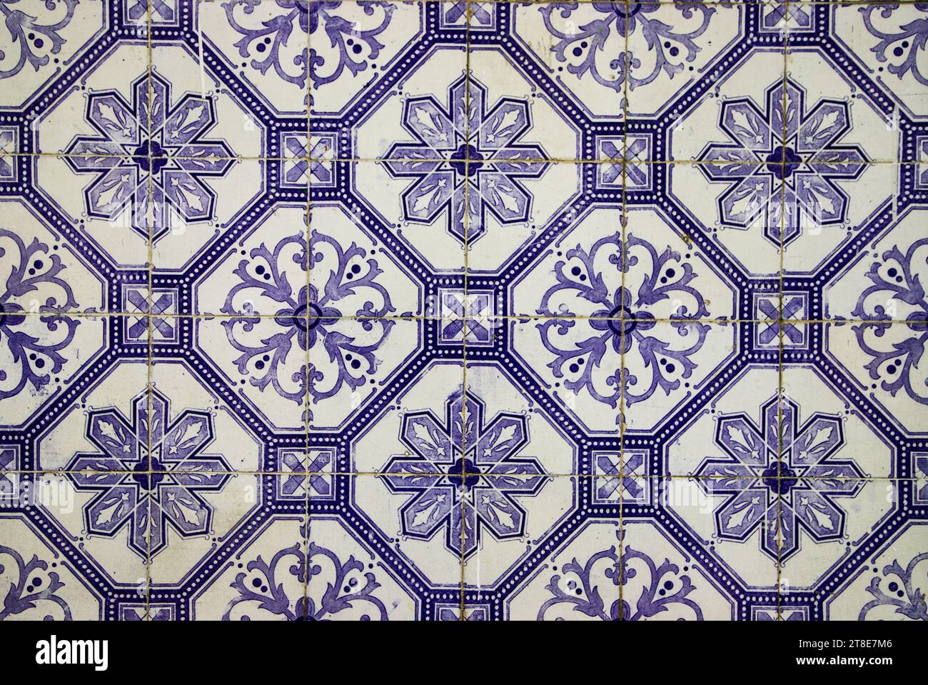 Typical lisbon tiles pattern with flowers, Lisbon Stock Photo