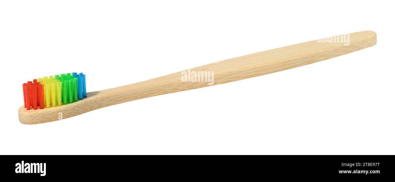 Bamboo toothbrush on white isolated background Stock Photo - Alamy