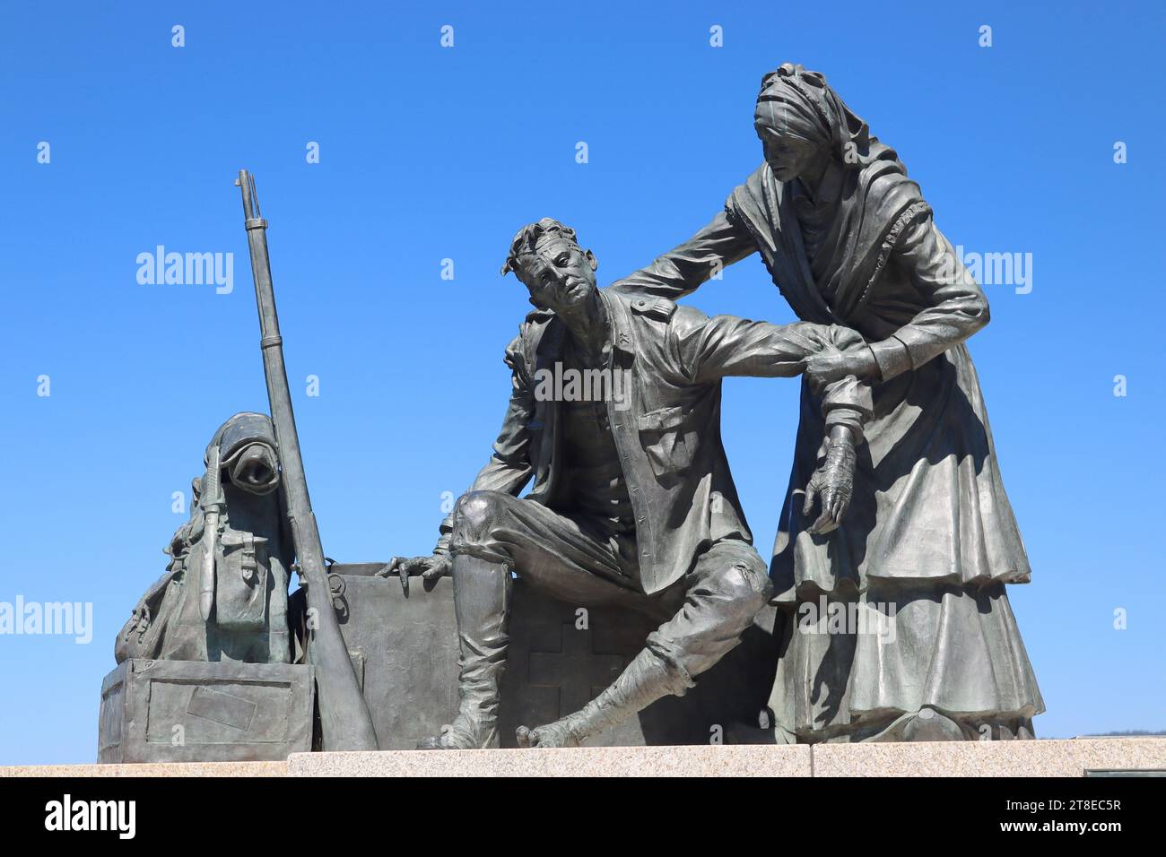 “Always Charitable” erected in 2022 as a tribute to the care by locals to the wounded and dying Spanish soldiers returning from the Cuban War of 1898. Stock Photo