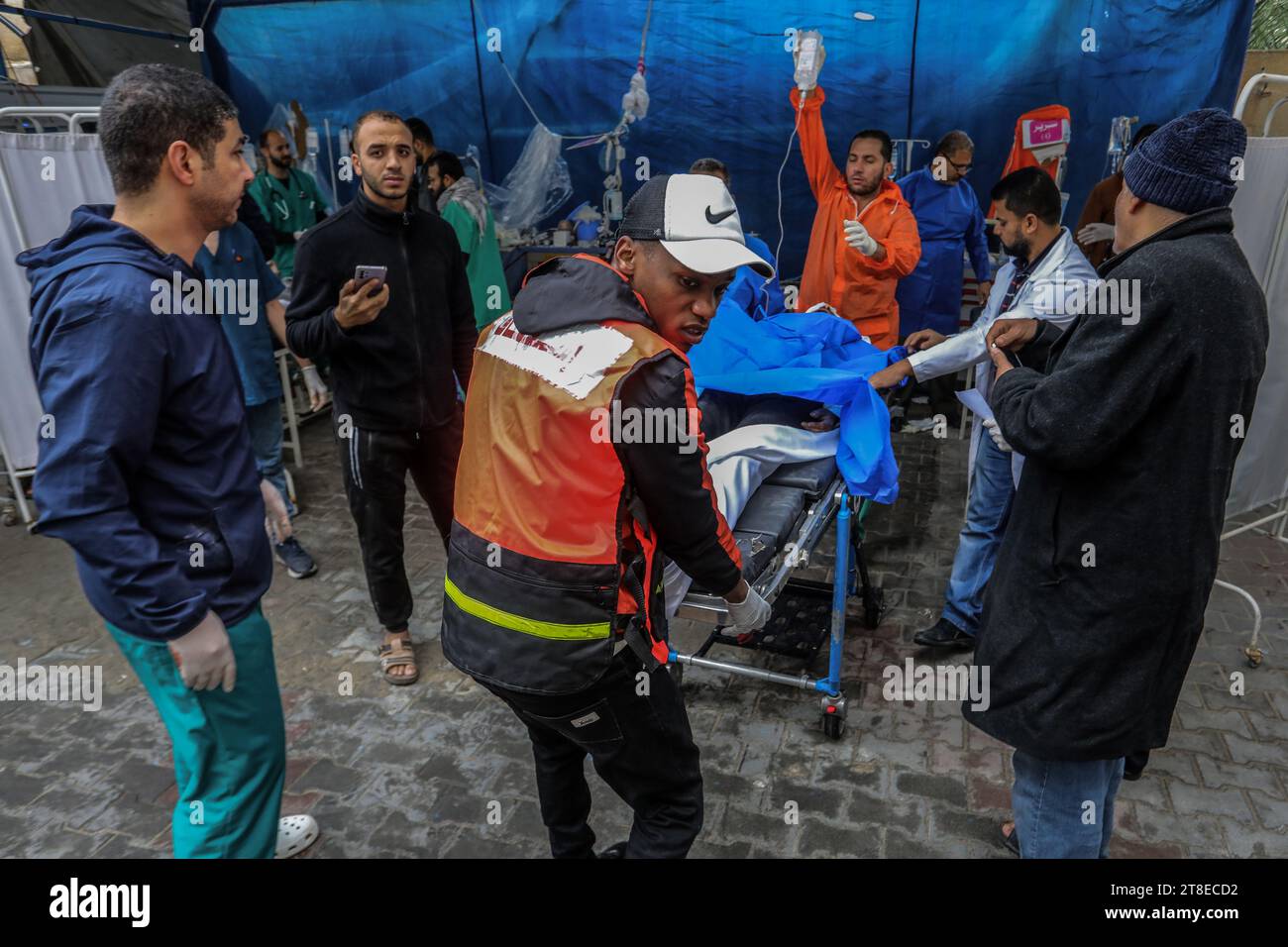 Rafah, Palestinian Territories. 20th Nov, 2023. Wounded Palestinians