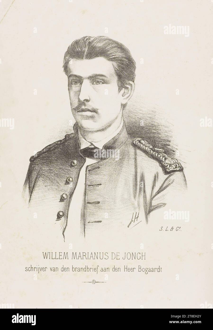 J.H. monogram. S.L. & C°. monogram. WILLEM MARIANUS DE JONGH writer of the fire letter to Mr. Bogaardt Stock Photo
