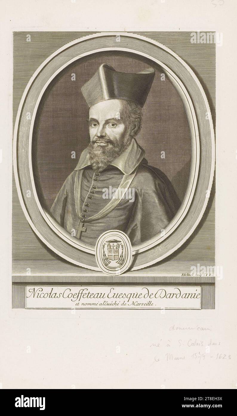 Edelinck Sculp C.P.R. Nicolas Coeffeteau Euesque of Dardania and appointed to the Bishopric of Marseille Stock Photo