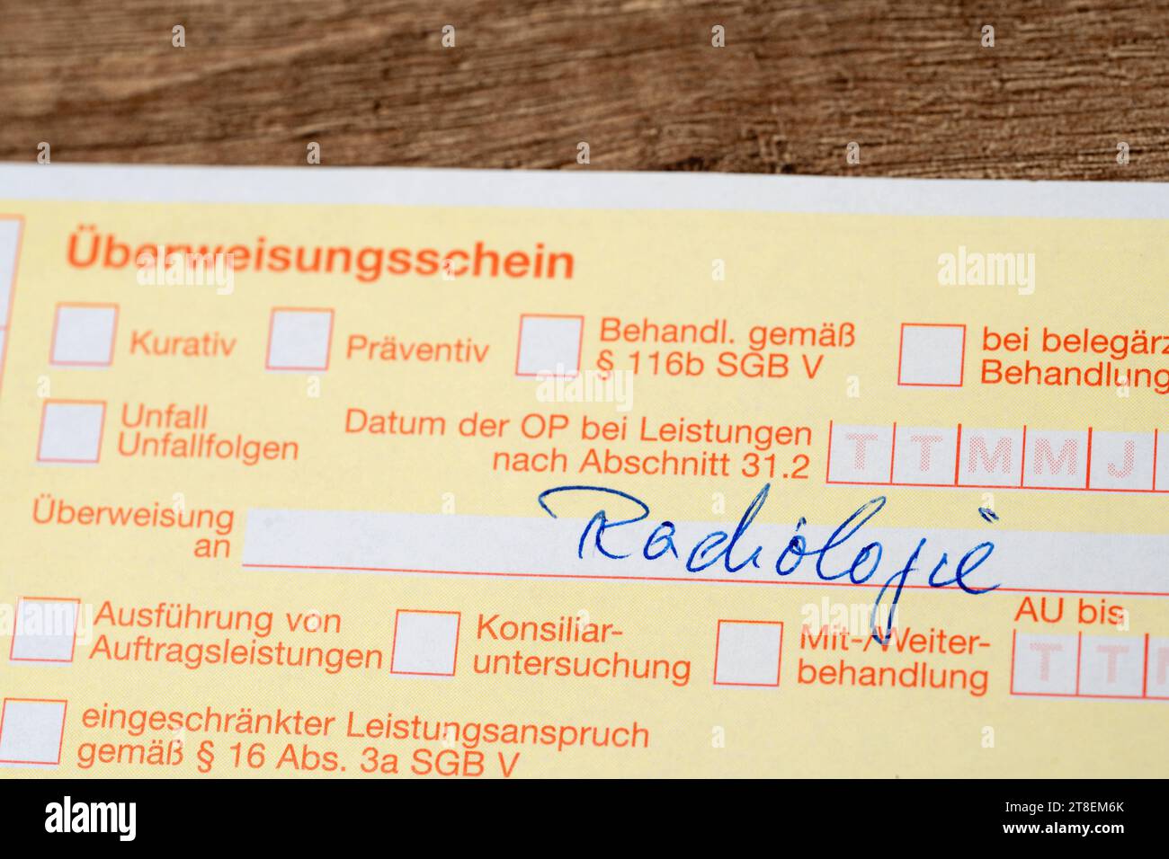 Augsburg, Bavaria, Germany November 20, 2023 Medical referral to the radiology department