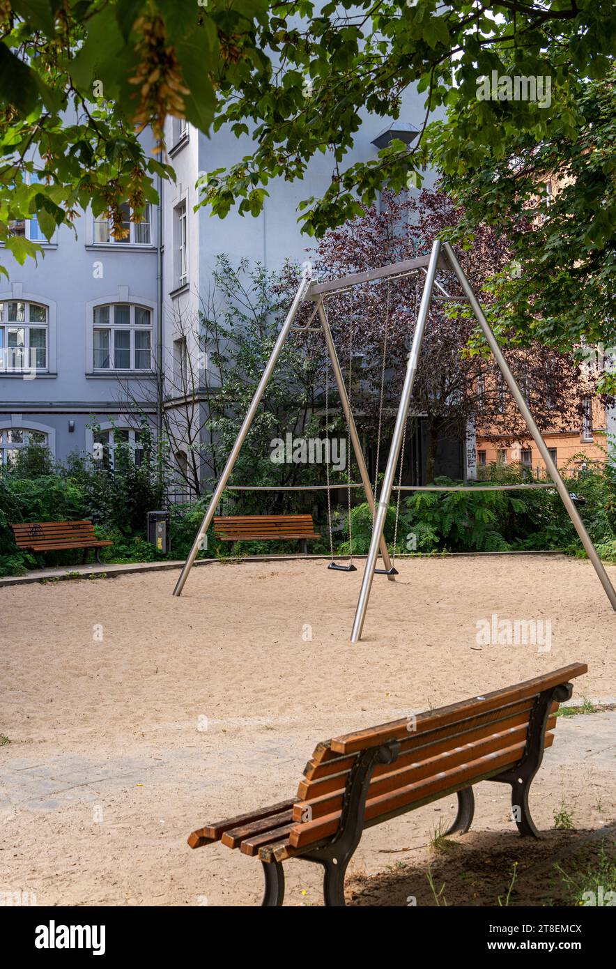 Children's Play Palace In A Typical Berlin Backyard, Auguststraße, Berlin, Germany Stock Photo