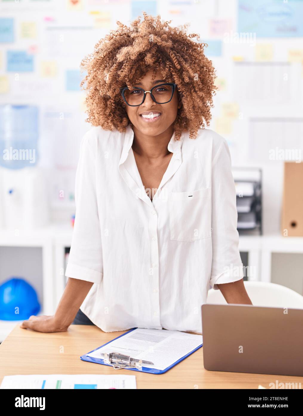 African american woman business worker smiling confident standing by ...