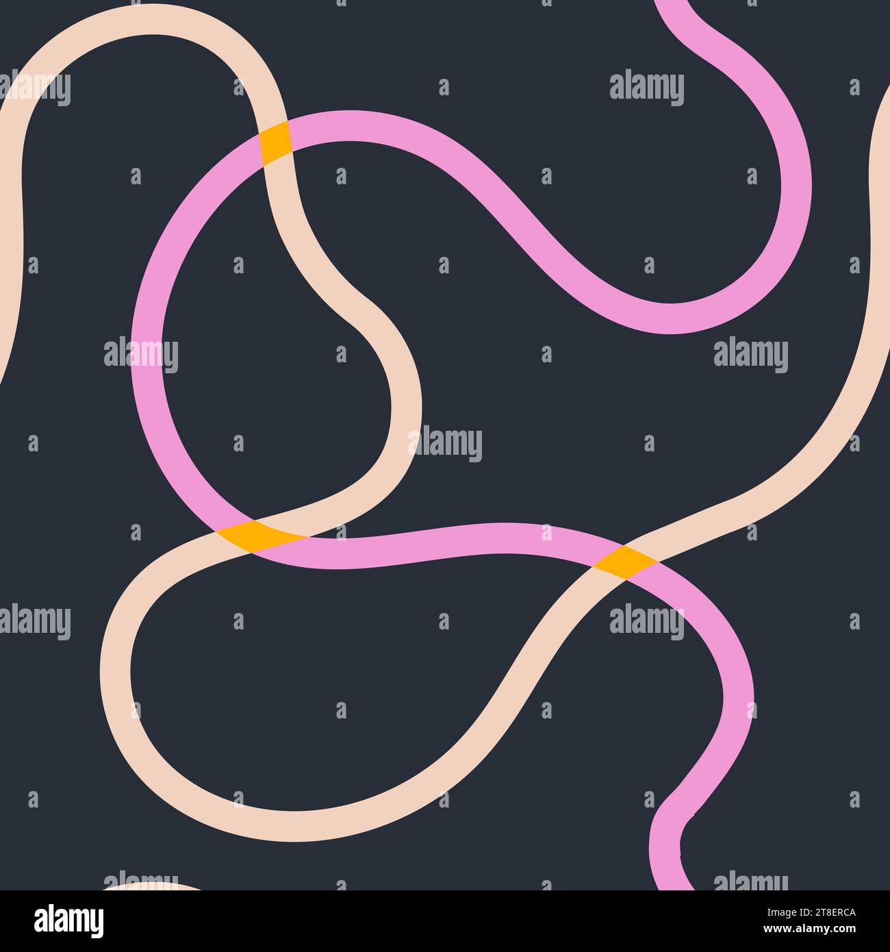 Abstract Squiggle Pattern Naive seamless squiggle pattern with bright pink and beige wavy lines ...