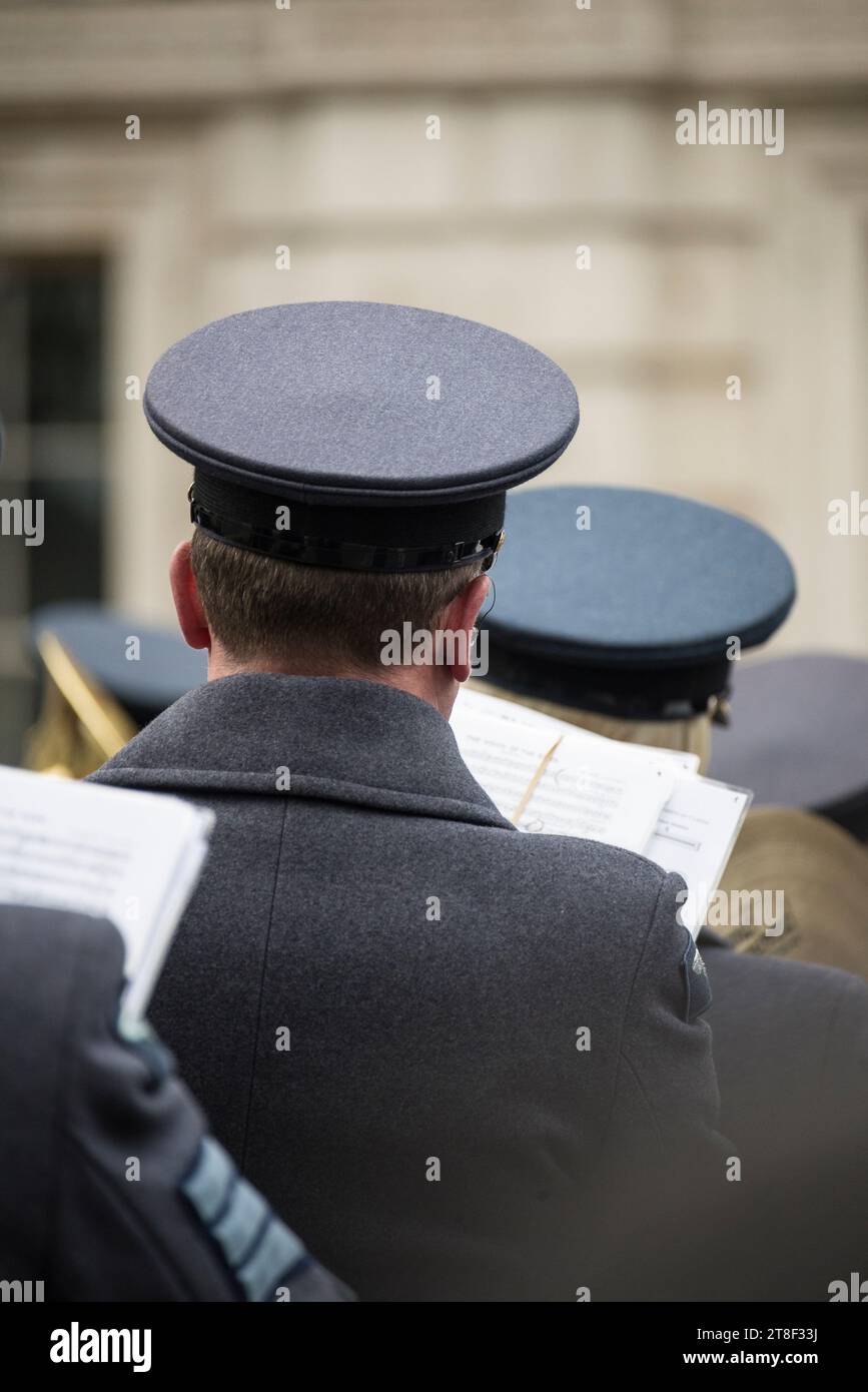 Military band playing music at the AJEX Annual Parade & Ceremony at the Cenotaph honouring Jewish members of the British Armed Forces, London, UK Stock Photo