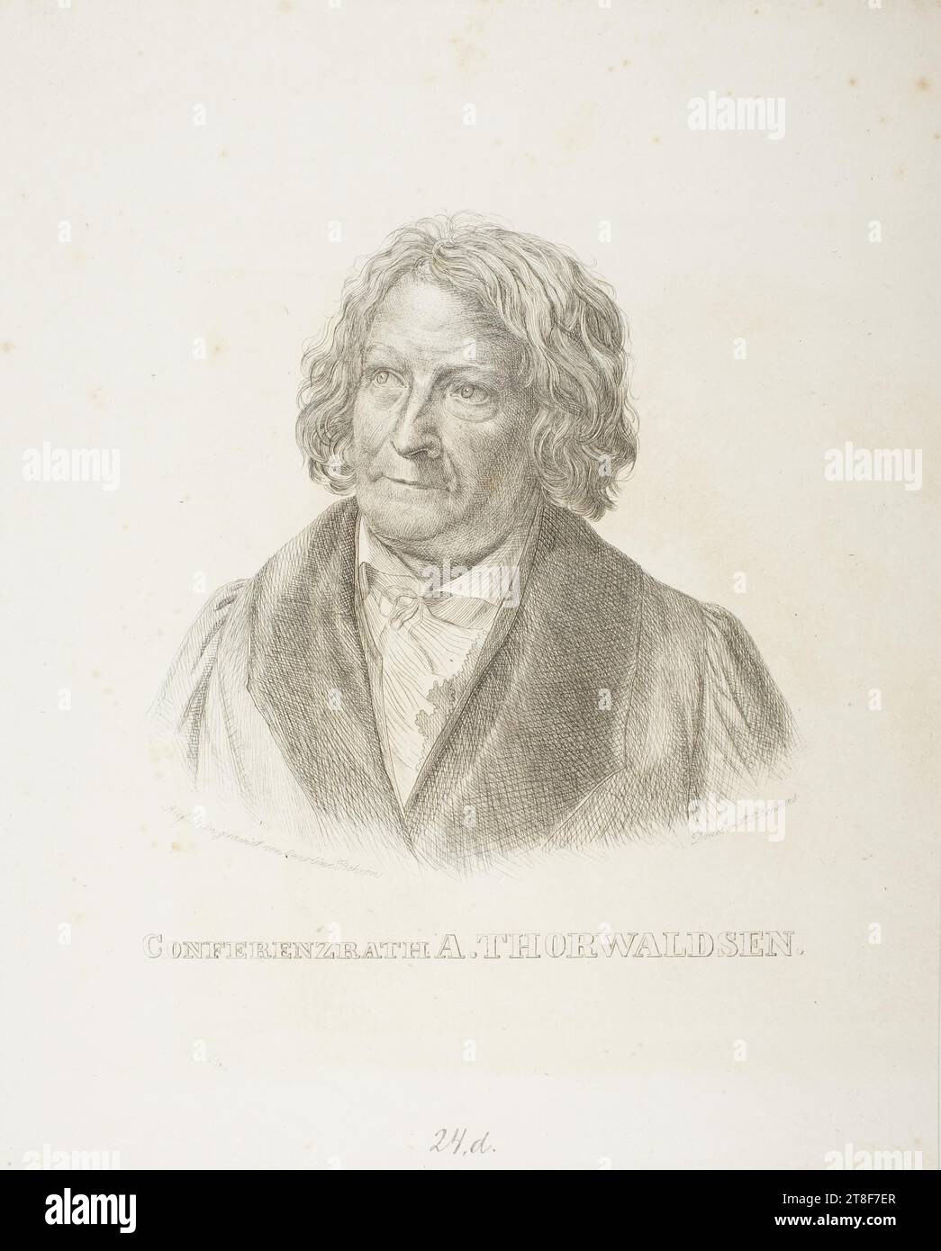 Portrait of Thorvaldsen, No earlier than 1836, Graphic Art, Engraving, Height (paper size) 270 mm, Width (paper size) 212 mm, Graphic Design, European, Modernity (1800 - 1914 Stock Photo