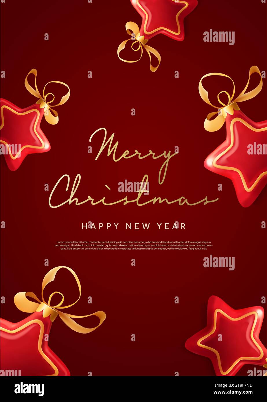 3d Premium red merry christmas advertising banner template with star ...