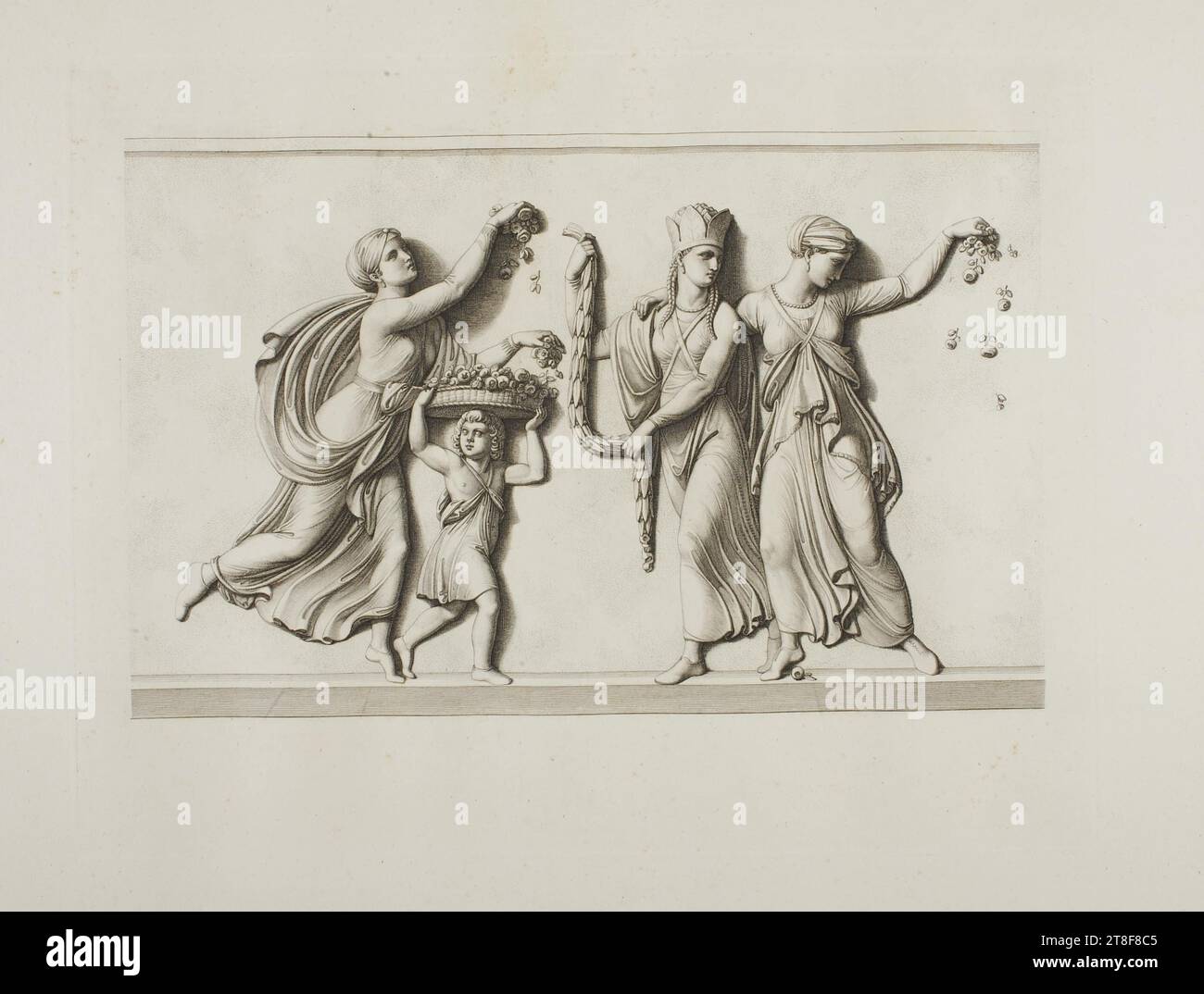 Dancing Persian Women, Samuel Amsler, 1835, Graphic Art, Copper Engraving, Paper, Color, Printer's ink, Copper engraving, Printet, Height (plate size?) 224 mm, Width (plate size?) 293 mm, Graphic Design, European, Modernity (1800 - 1914 Stock Photo