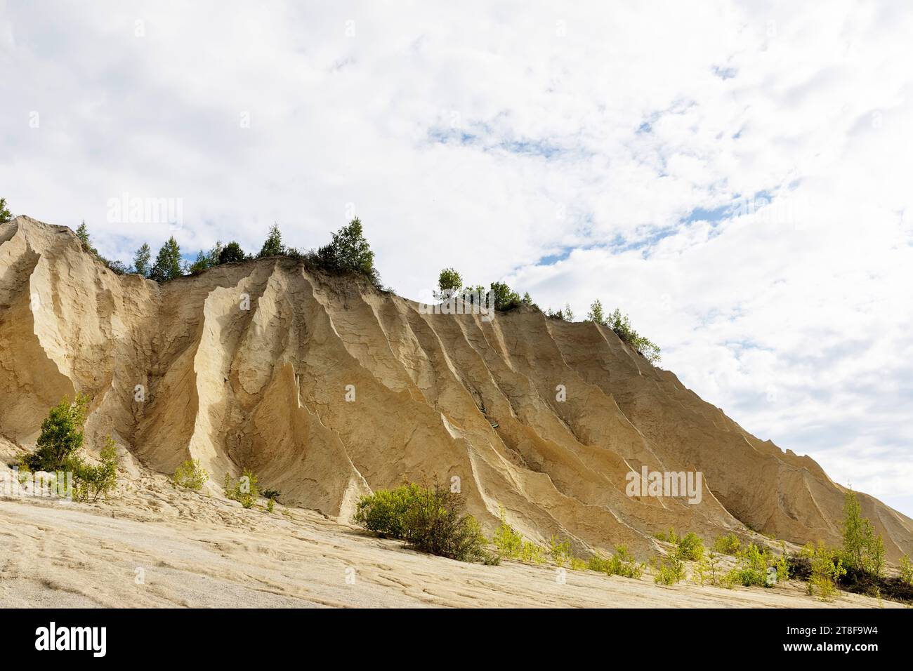 Interesting landscape in Scenic Rummu quarry, former prison that was transformed to a place for tourism, for hiking swimming, Harju, Estonia Stock Photo