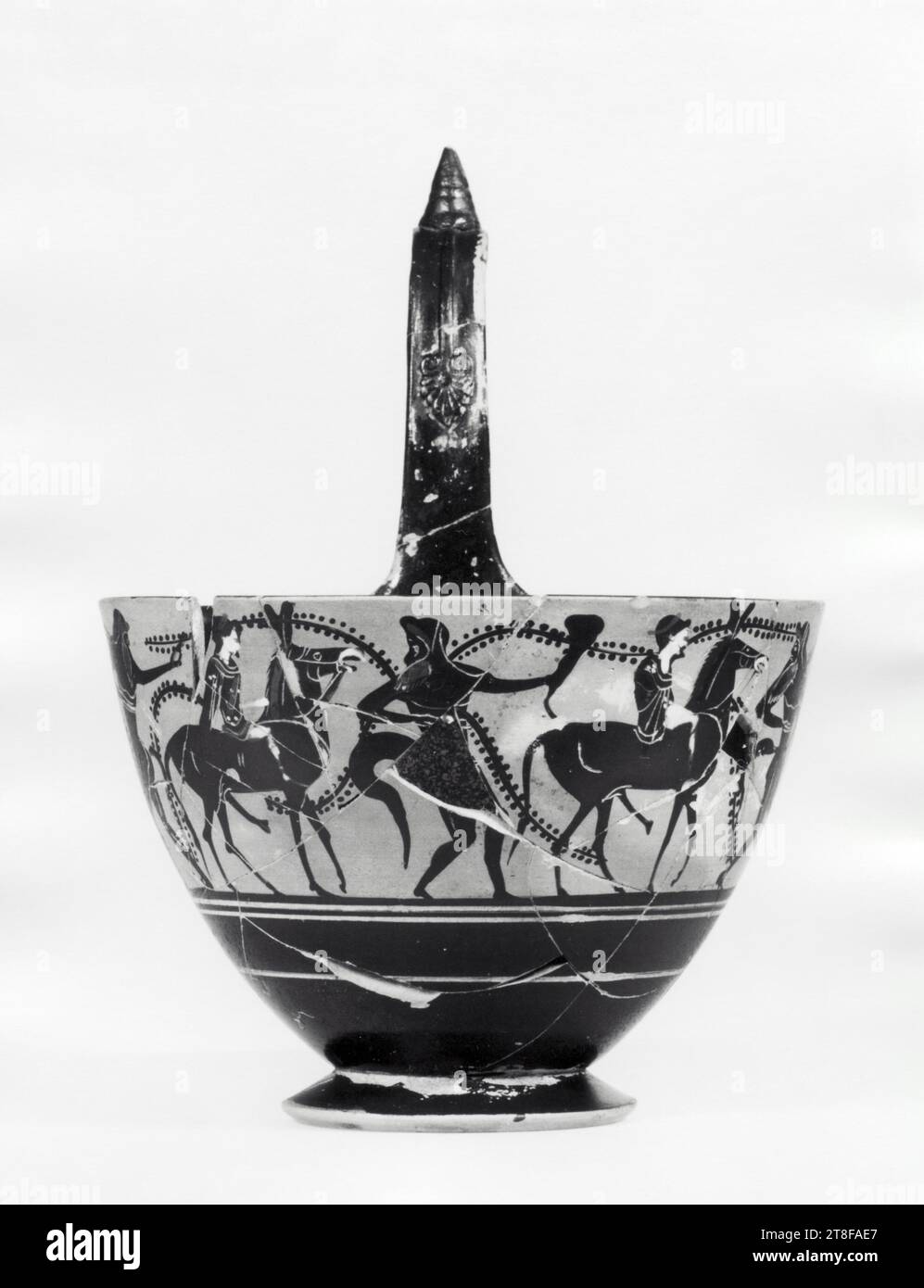 Kyathos with procession of sileni and maenads on mules, 500 BC 490 BC