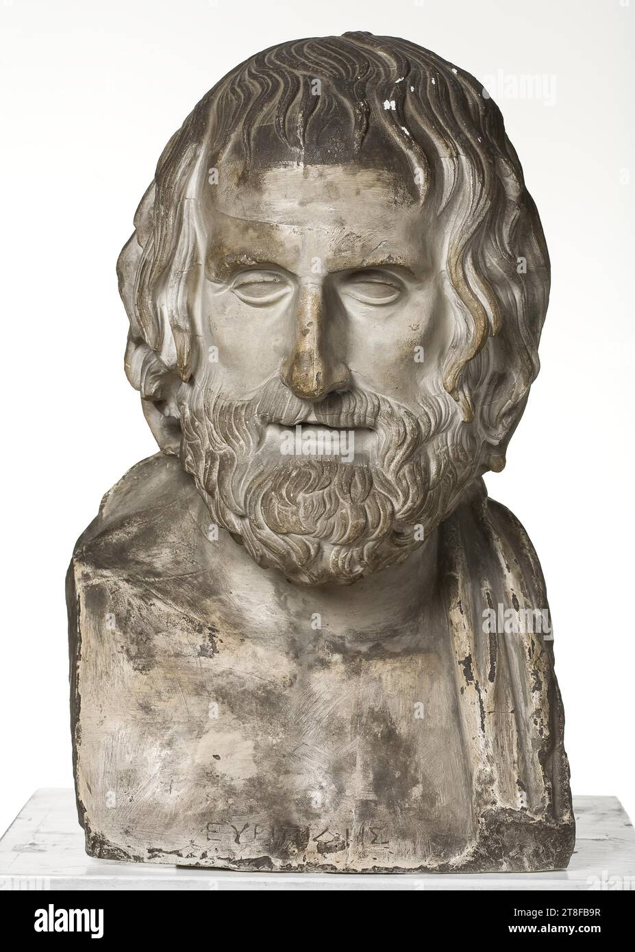 Euripides, Ca. 330 BC, Sculpture, Herm, Sculpture, Bust, Cast, Height 49 cm, Sculpture, Greek (1050 BC - 31 BC Stock Photo