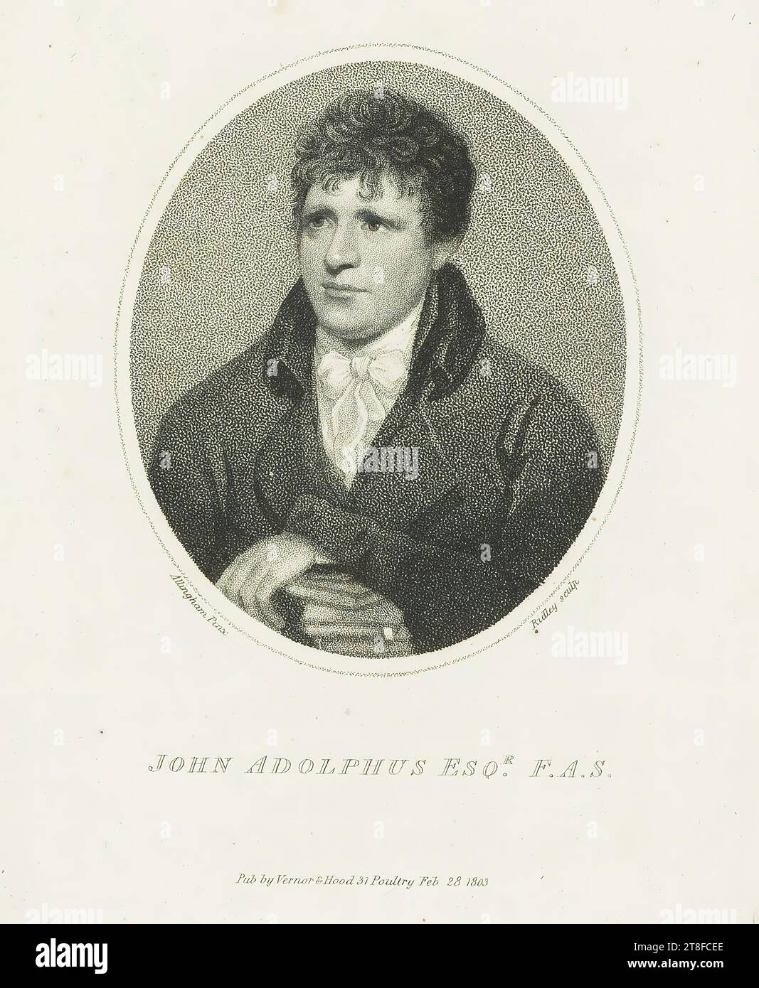 Allingham pinx. Ridley sculp. JOHN ADOLPHUS ESQ.R F.A.S. Pub. by Vernor & Hood 31 Poultry Feb 28 1803 Stock Photo