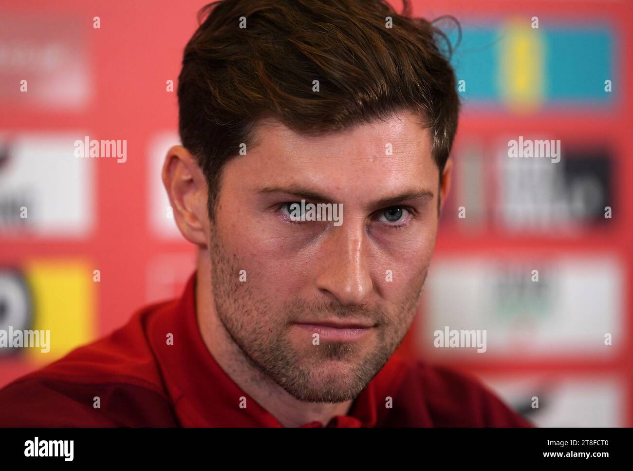 Wales' Ben Davies during a press conference at the Vale Resort, Wales ...