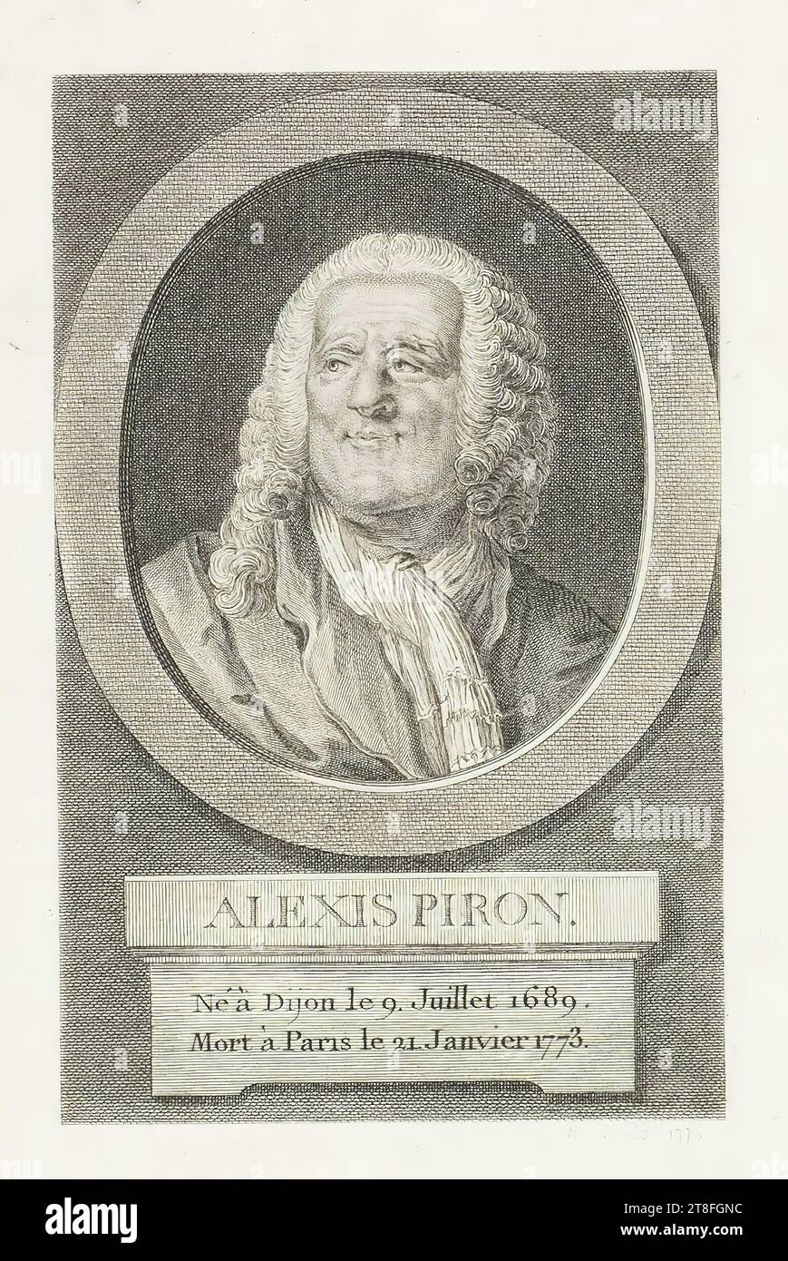 ALEXIS PIRON., Born in Dijon on July 9, 1689., Died in Paris on January 21, 1773. E. Giraud 1776 Stock Photo