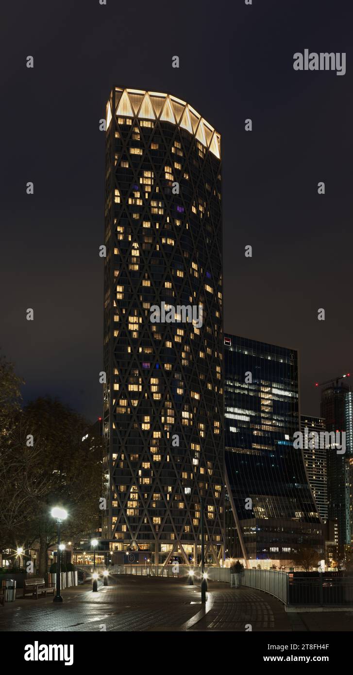 Newfoundland Quay block of apartments on the waterfront of the river Thames at Canary Wharf