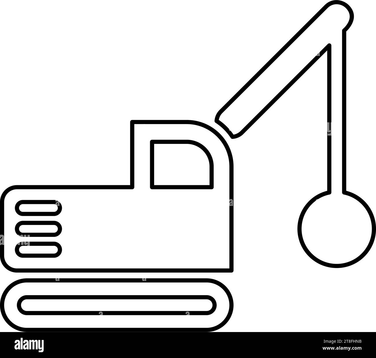 Sloopkraan building machine demolish wrecking ball crane truck contour outline line icon black color vector illustration image thin flat style simple Stock Vector