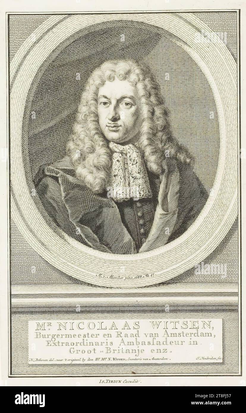 M. v. Musscher pinx. 1688. Æt. 47. mr. NICOLAAS WITSEN, Mayor and Council of Amsterdam, Extraordinary Ambassador to, Great Britain etc. H. Pothoven del. after the original by mr. N. WITSEN, Secretary of Amsterdam. J. Houbraken fec. IS. TIRION Exclude Stock Photo