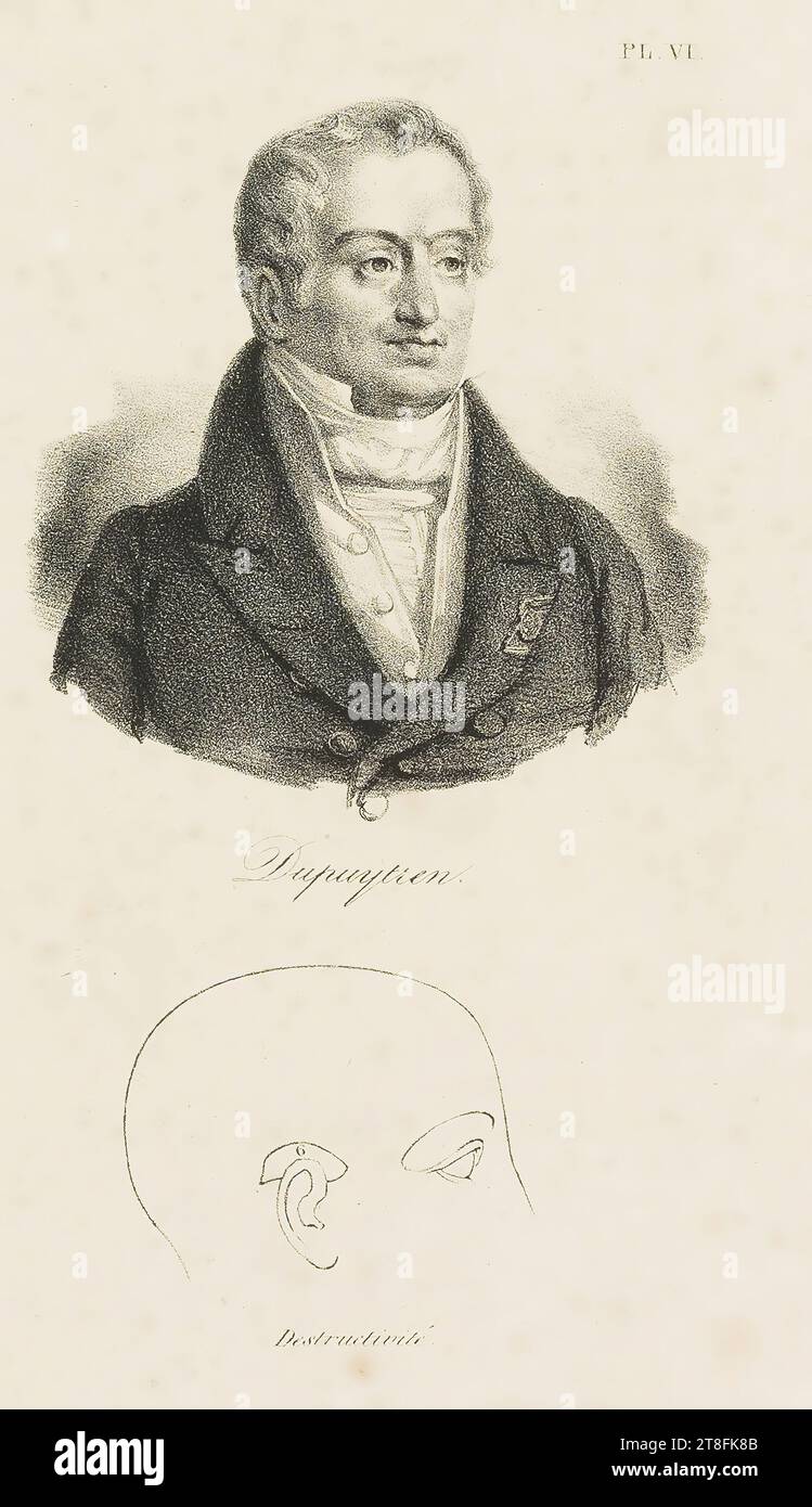 6.PL. VI. Dupuytren. Destructiveness. illustration from: POUPIN, Théodore: Phrenological and physiognomic characters of the most famous contemporaries, ... Brux.: Ets. encyclographic, 1837; Pl., (also A21466 Stock Photo