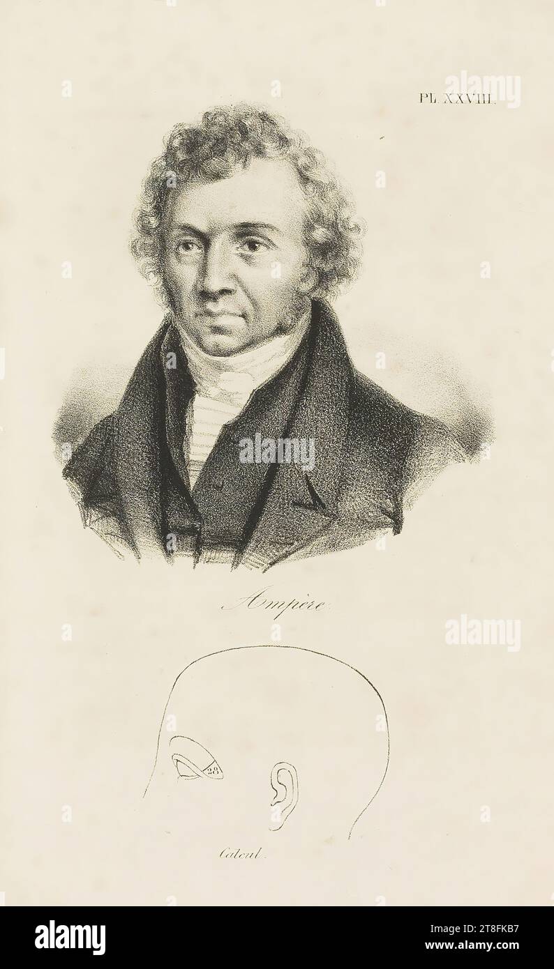 28.PL. XXVIII. Ampere. Calculation. illustration from: POUPIN, Théodore: Phrenological and physiognomic characters of the most famous contemporaries, ... Brux.: Ets. encyclographic, 1837; Pl.XXVIII, (also A21466 Stock Photo