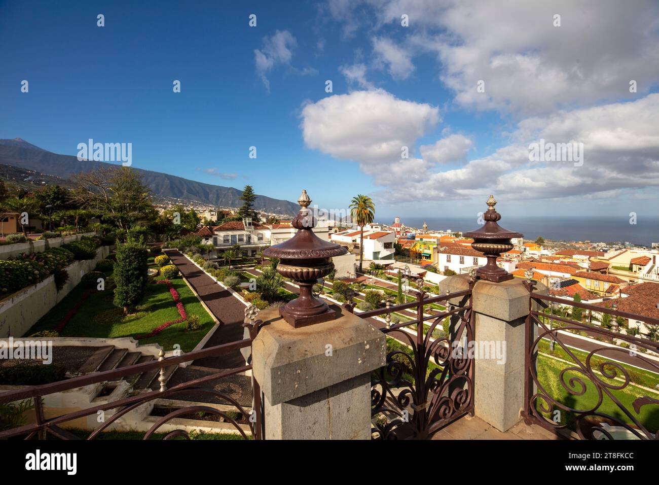 Panoramic garden portrait of the stunning Jardines del Marquesado de la Quinta Roja. La Orotava