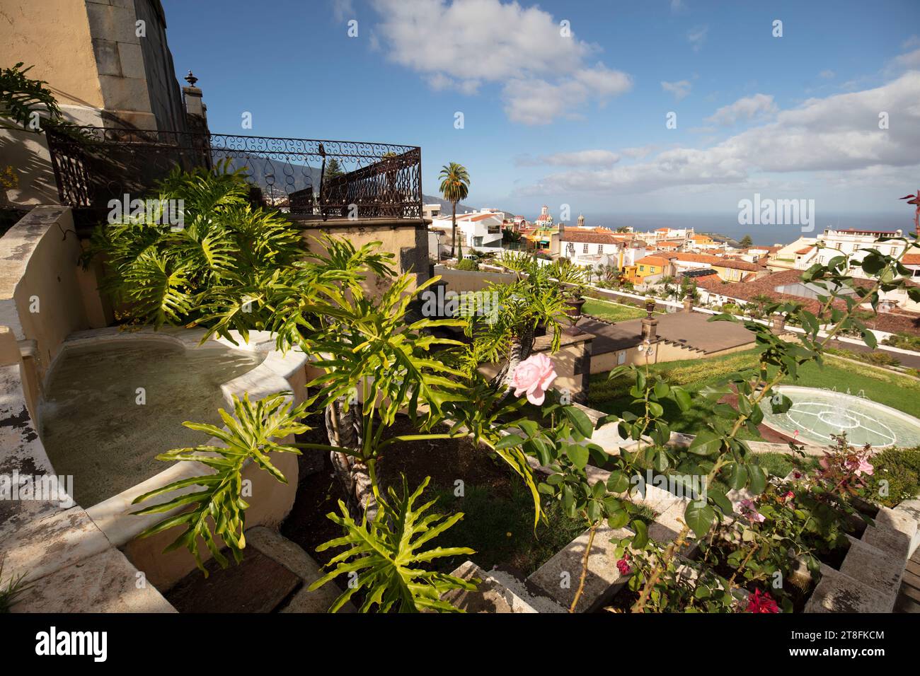 Panoramic garden portrait of the stunning Jardines del Marquesado de la Quinta Roja. La Orotava