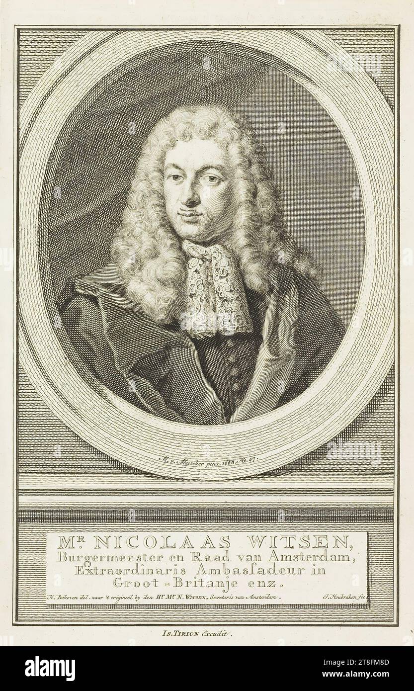 M. v. Musscher pinx. 1668 Æt. 47. mr. NICOLAAS WITSEN, Mayor and Council of Amsterdam, Extraordinary Ambassador to, Great Britain etc. H. Pothoven del. after the original by mr. N. Witsen, Secretary of Amsterdam. J. Houbraken fec. IS. TIRION Exclude Stock Photo