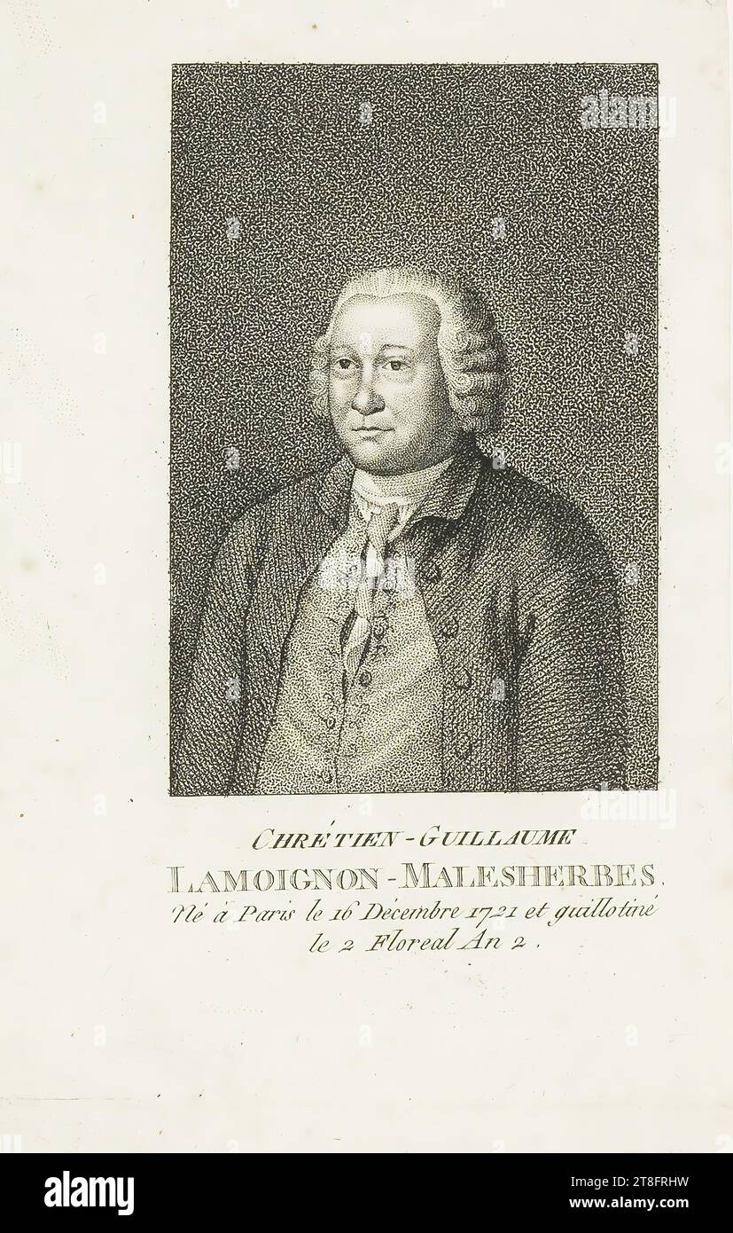 CHRÉTIEN-GUILLAUME, LAMOIGNON-MALESHERBES., Born in Paris on December 16, 1721 and guillotined on 2 Floreal Year 2 Stock Photo