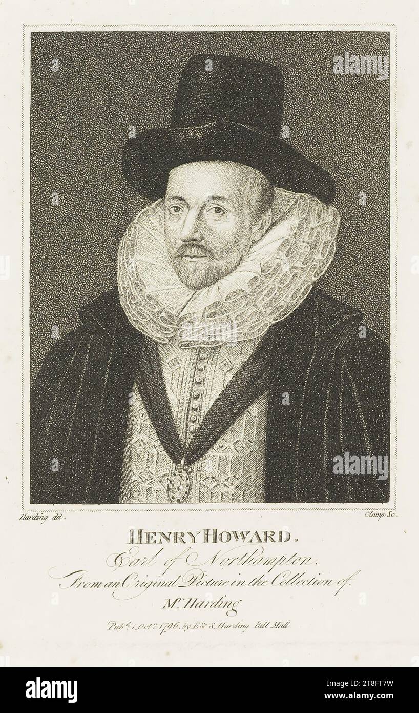 Harding del. Clamp Sc. HENRY HOWARD., Earl of Northampton., From an Original Picture in the Collection of, Mr. Harding. Pub.d Oct.r 1796, by E & S Harding Pall Mall Stock Photo