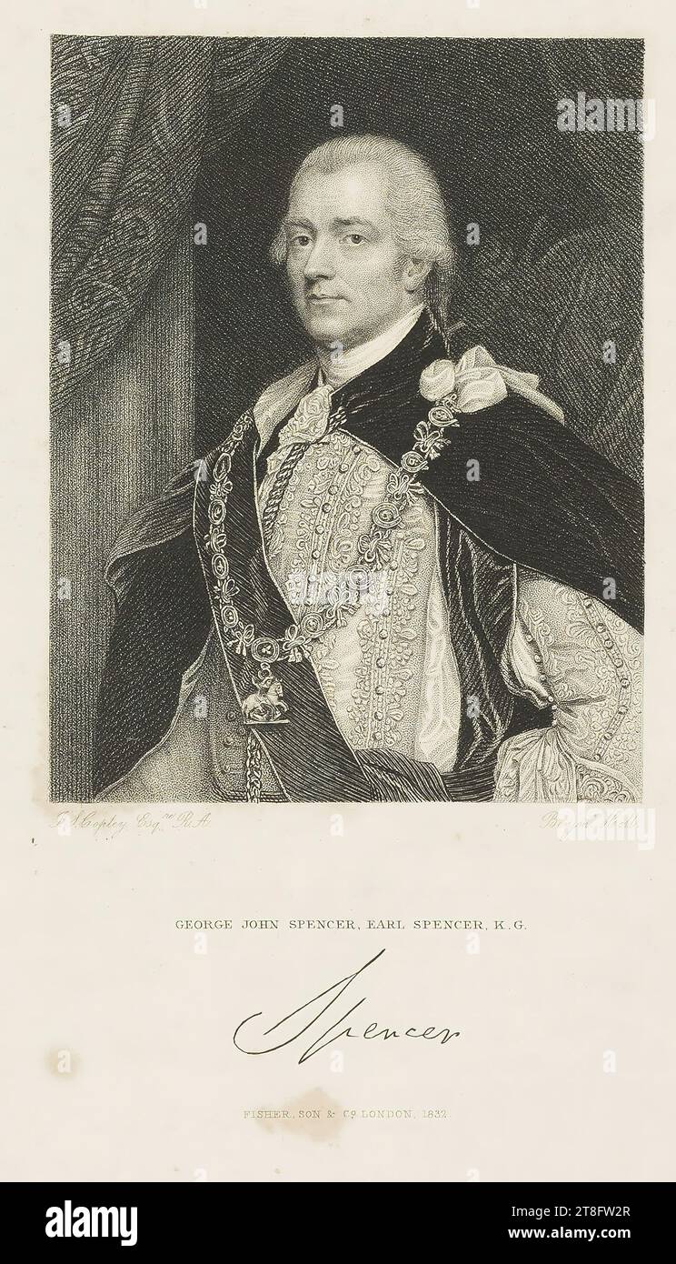 J.S. Copley Esq. R.A. Benjm.n Holl. GEORGE JOHN SPENCER, EARL SPENCER, K.G., Spencer. FISHER, SON & C°. LONDON, 1832 Stock Photo
