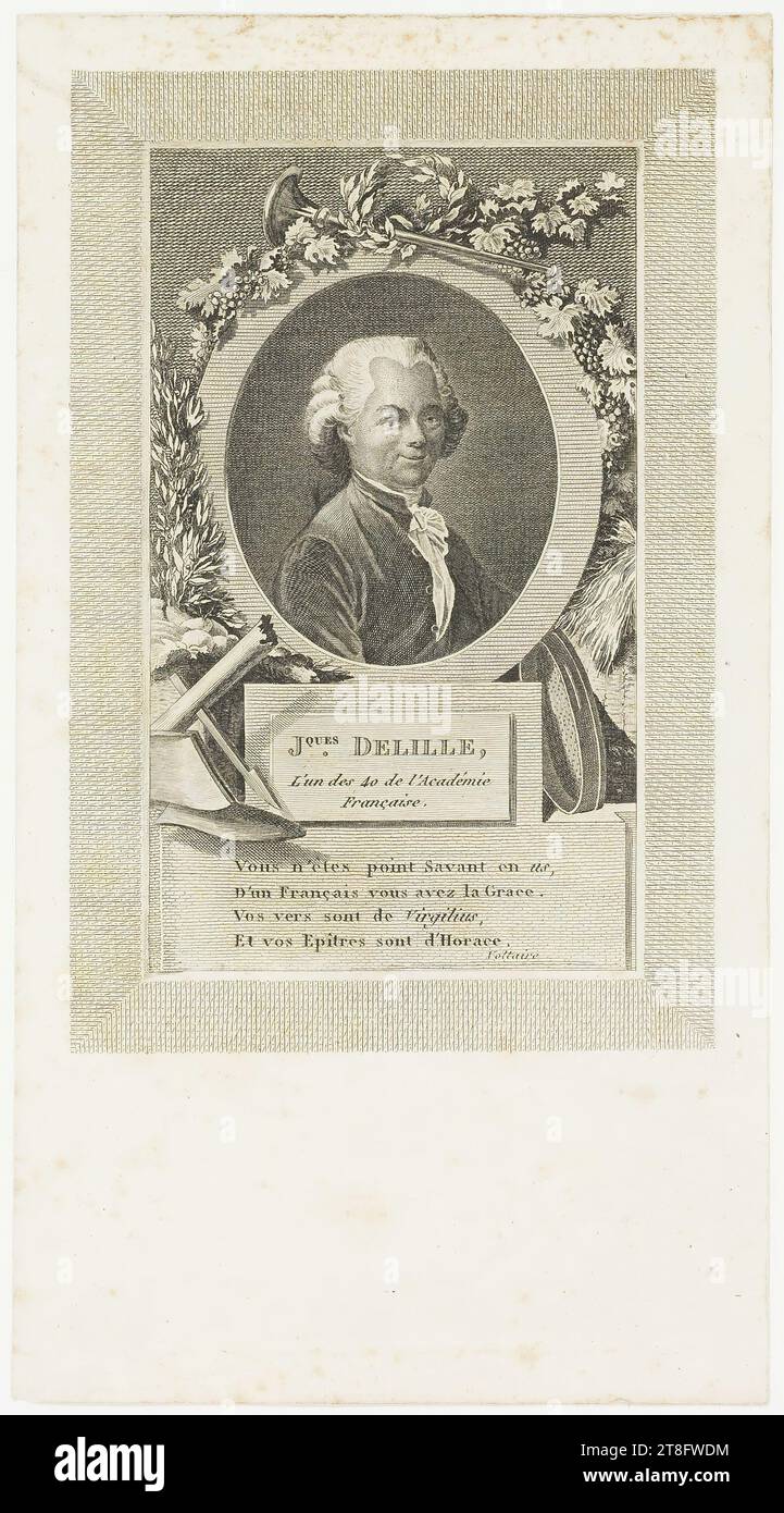 J.ques DELILLE, One of the 40 of the Academy, French. You are not a scholar in practice, You have the Grace of a Frenchman, Your verses are by Virgilius, And your Epistles are by Horace, Voltaire Stock Photo