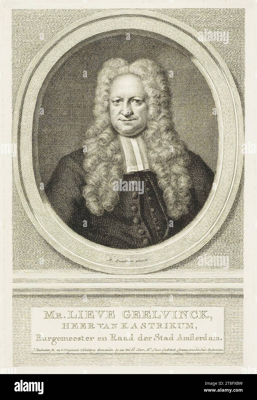 M. Quinkhart, pinxit. MR. DEAR GEELVINCK, LORD OF KASTRIKUM, Mayor and Council of the City of Amsterdam. J. Houbraken fec. after the Original Painting, held by den Wel Ed. mr. Dear Geelvinck, Commissioner of the City of Amsterdam Stock Photo