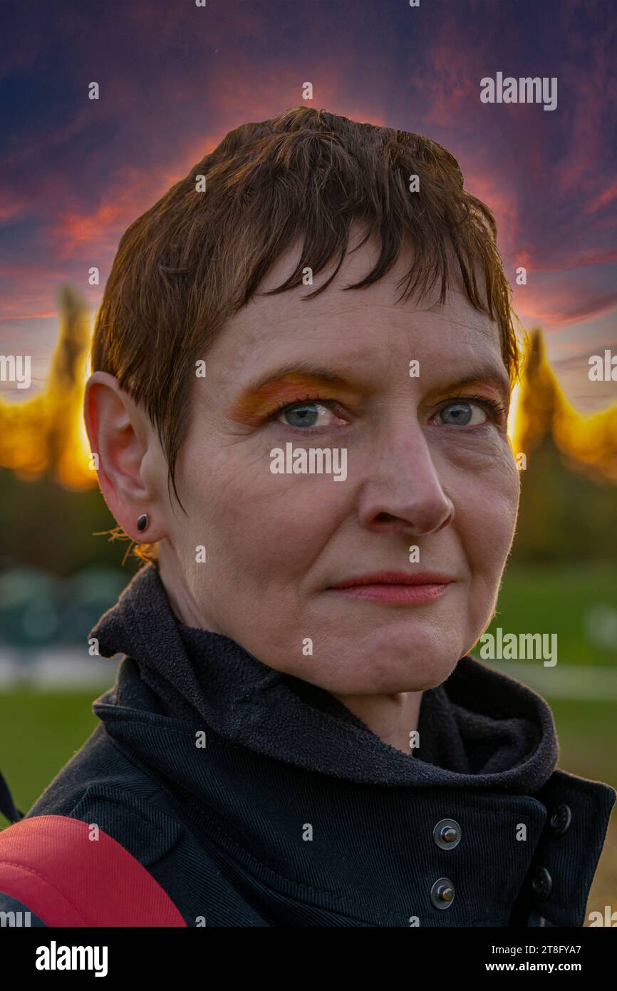 Person in orange coat hi-res stock photography and images - Alamy