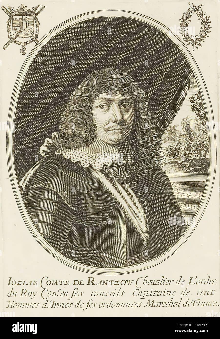 IOZIAS COUNT OF RANTZOW Cheualier de l'Ordre, du roy Conr. in his councils Captain of a hundred, Men-at-Arms of his orders Marshal of France Stock Photo