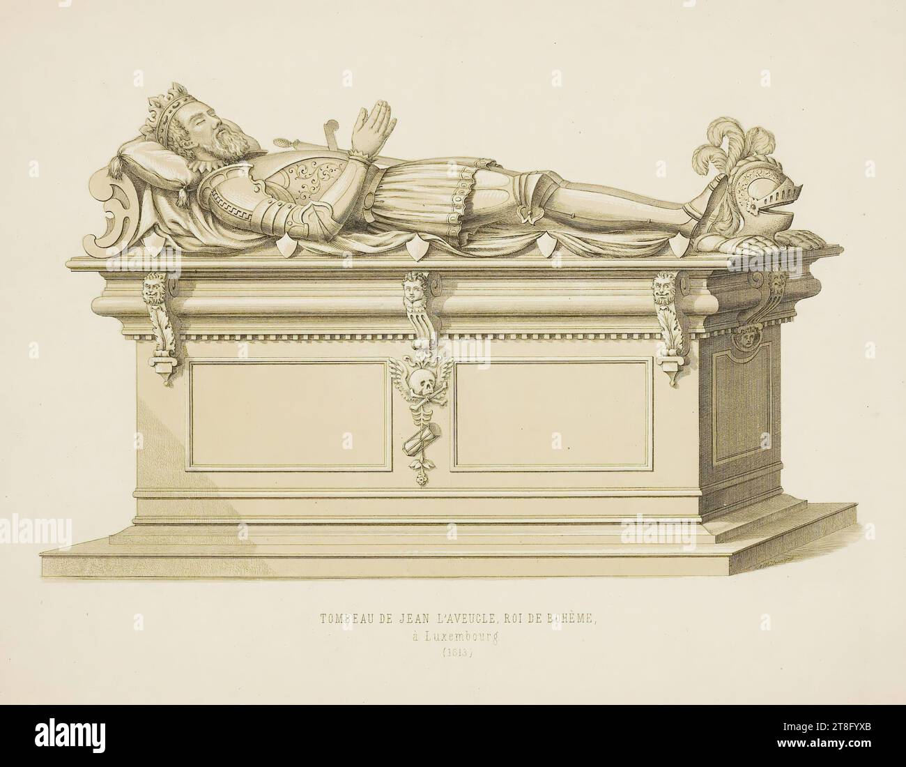 TOMB OF JOHN THE BLIND, KING OF BOHEMIA, in Luxembourg. ( 1613 Stock