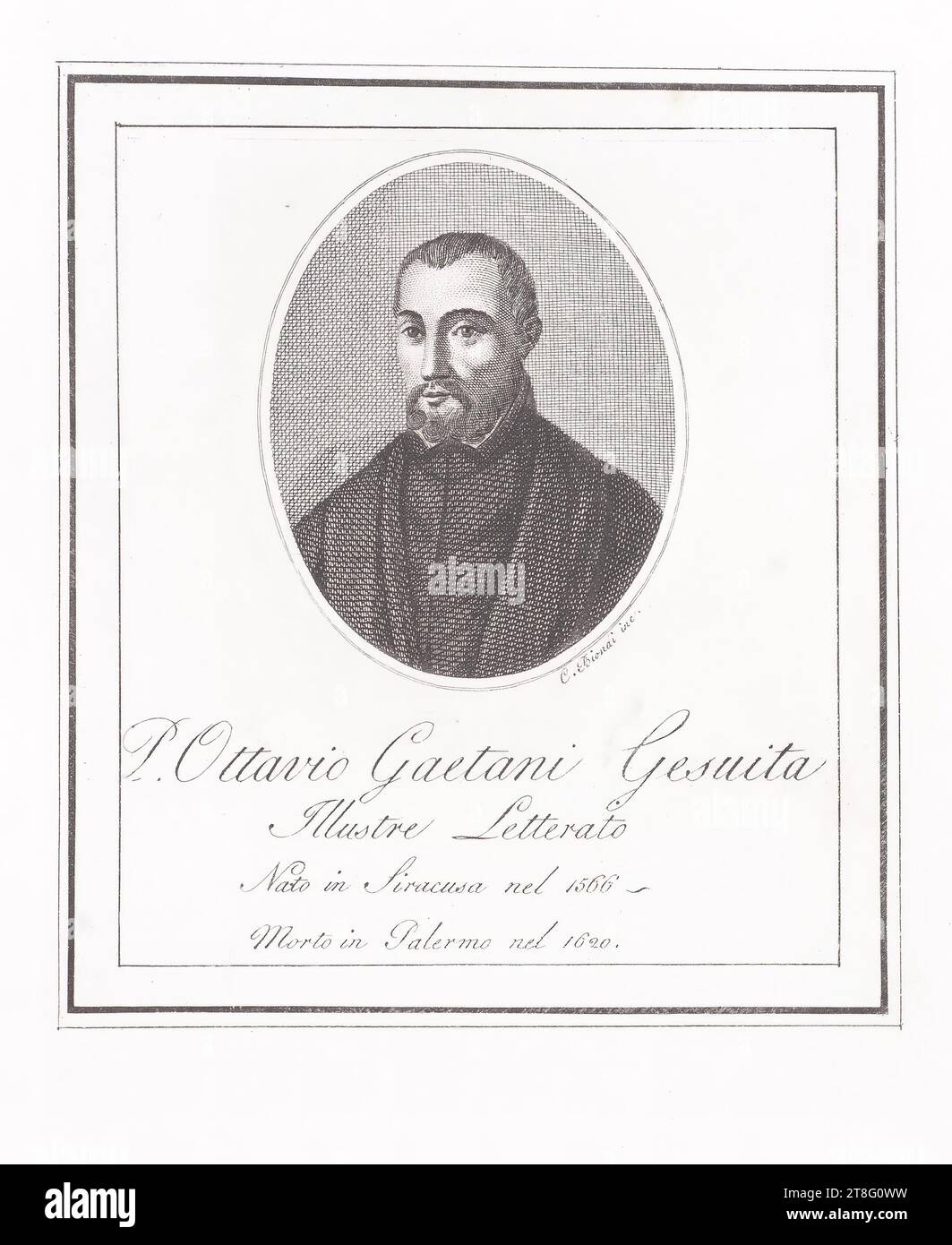 C. Biondi inc. P. Ottavio Gaetani Jesuit, illustrious man of letters, born in Syracuse in 1566, died in Palermo in 1620 Stock Photo