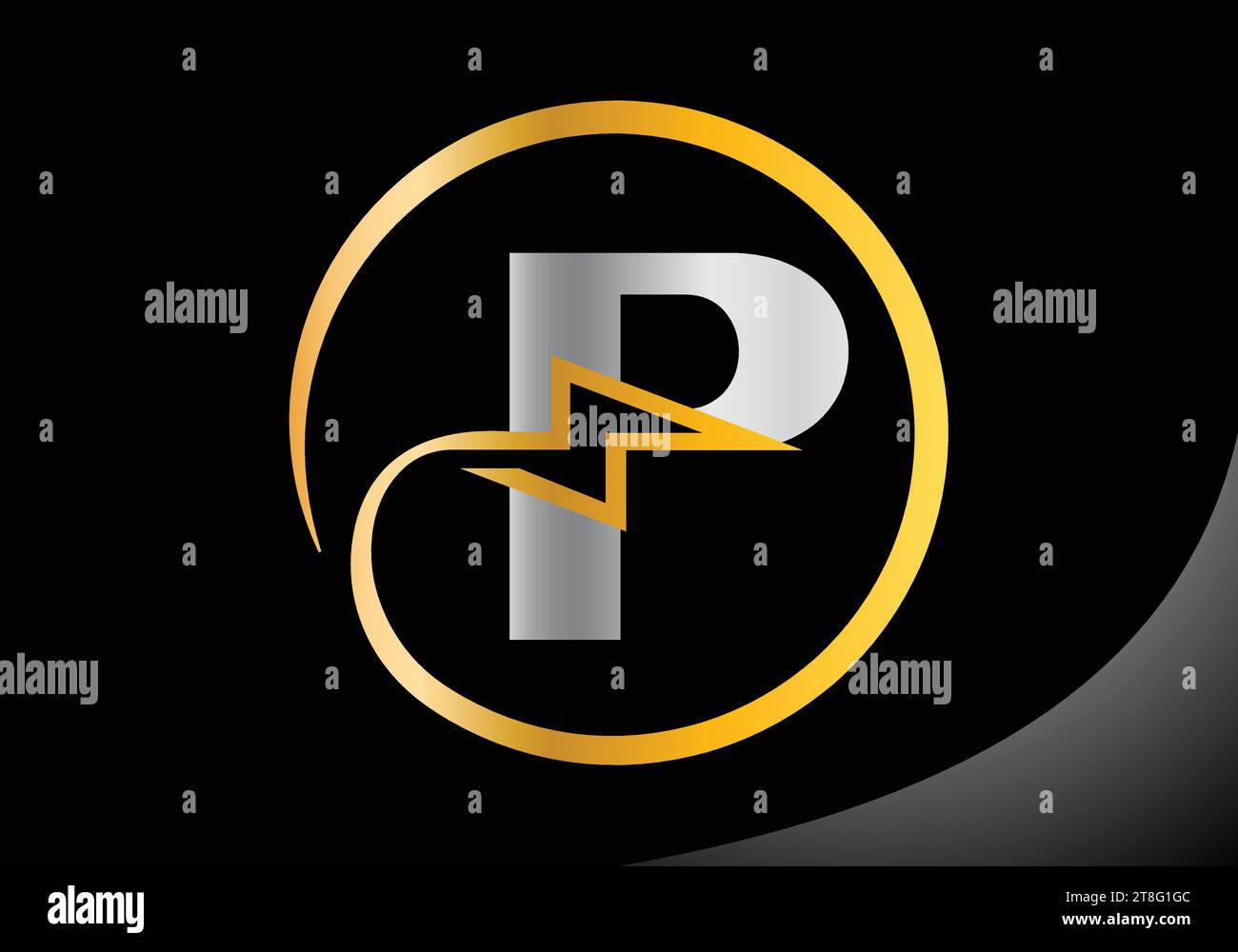 Letter P with lighting thunder bolt Logo Design Vector Template Stock ...
