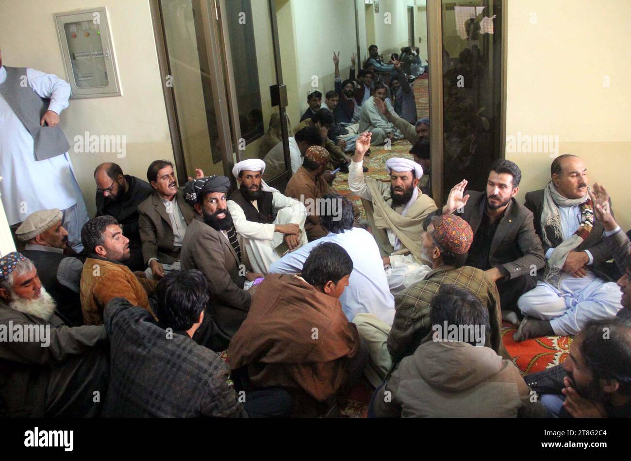 Employees of Balochistan Development Authority (BDA) are holding protest demonstration for regularization, at BDA Office in Quetta on Monday, November 20, 2023. Stock Photo