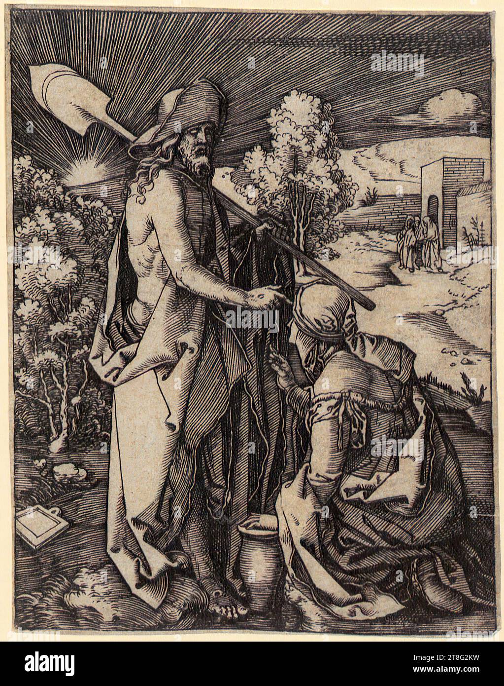 Marcantonio Raimondi (1470, 1482 um - um 1527, 1534), artist Albrecht Dürer (1471 - 1528), copy after, Christ appears Magdalena, sheet 32 of the series 'The Passion of Christ', origin of the print medium: 1510 - 1515, copperplate engraving, sheet size: 12.6 x 9.8 cm, lower left small text panel not monogrammed Stock Photo