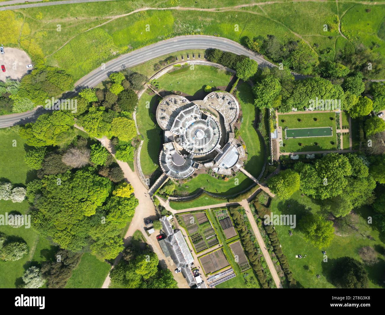 Walmer Castle Deal Kent UK Overhead birds eye drone aerial view Stock Photo