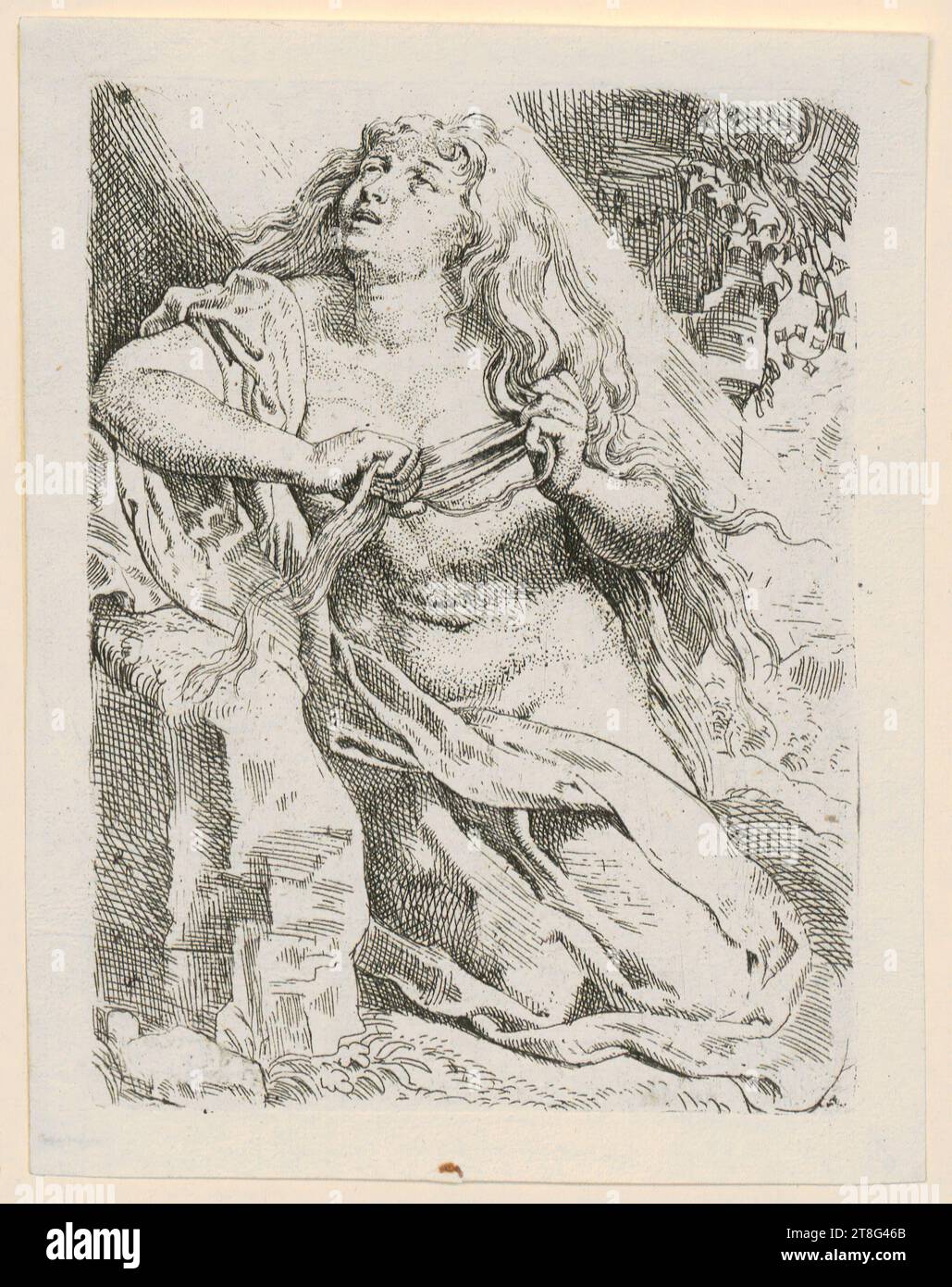 Peter Paul Rubens (1577 - 1640), after, Bussing Mary Magdalene, print medium: 1600 - 1650 first hae, etching, sheet size: 15.4 x 11.9 cm Stock Photo